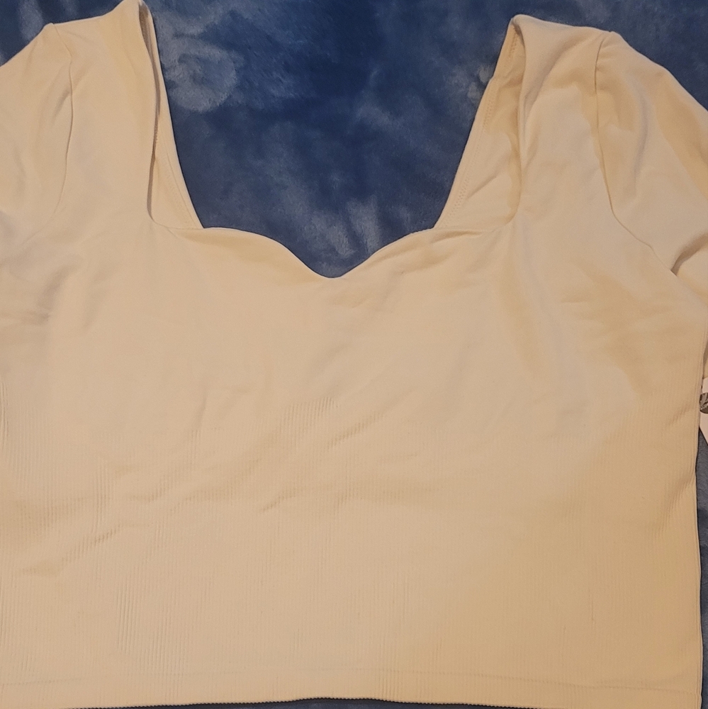 Pink Soft Seamless Notched Long-sleeve cropped top